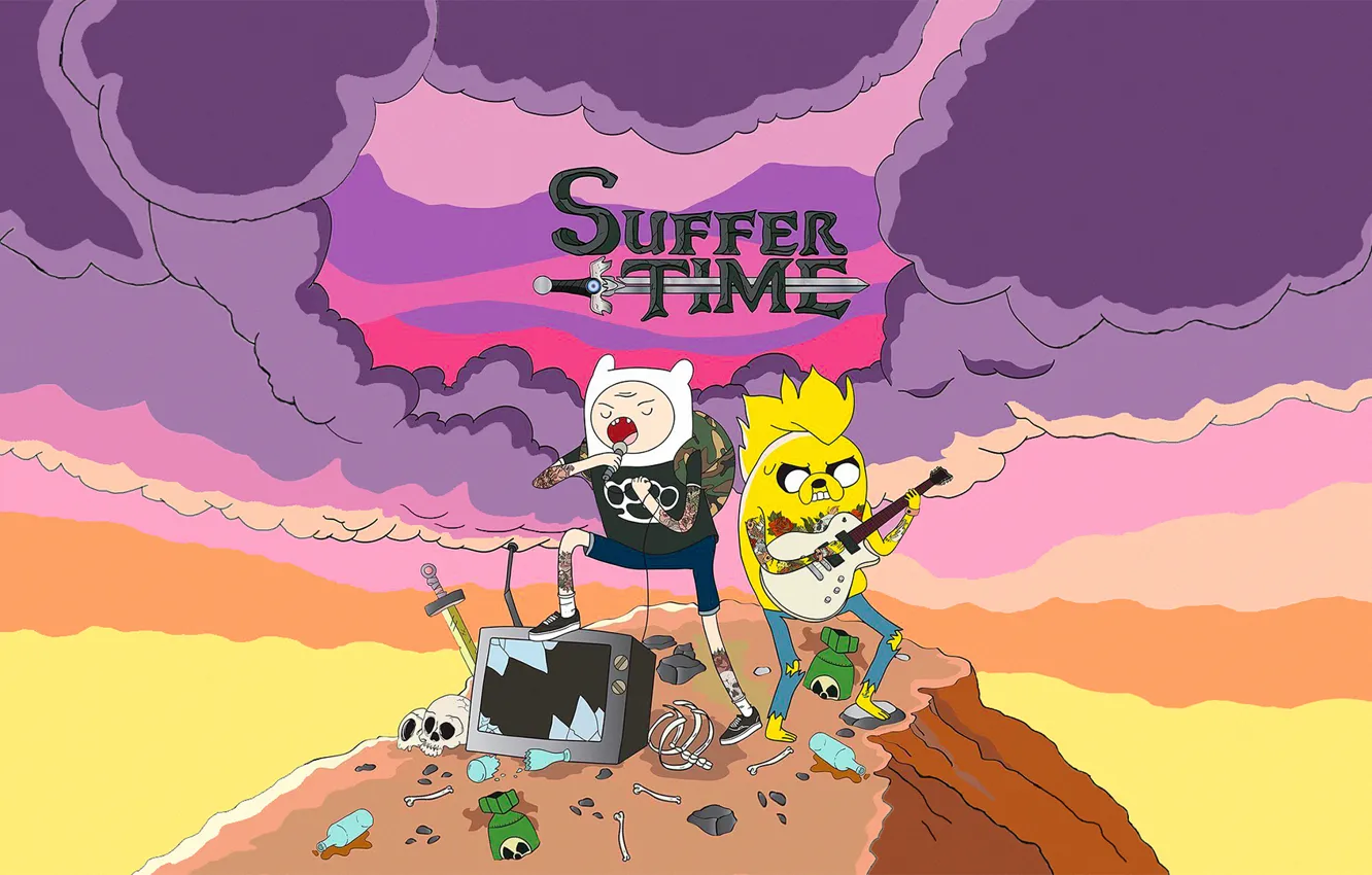 Photo wallpaper Punk, Rock, Jake, Adventure Time, Finn, Suffer Time, Pop-Punk