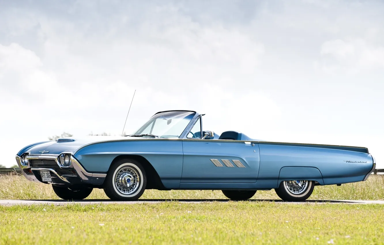 Photo wallpaper the sky, grass, blue, Ford, Ford, the front, 1963, Roadster