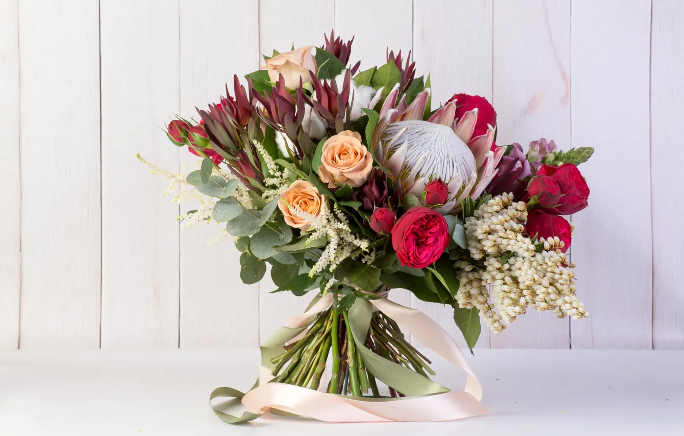 Photo wallpaper roses, bouquet, Proteus