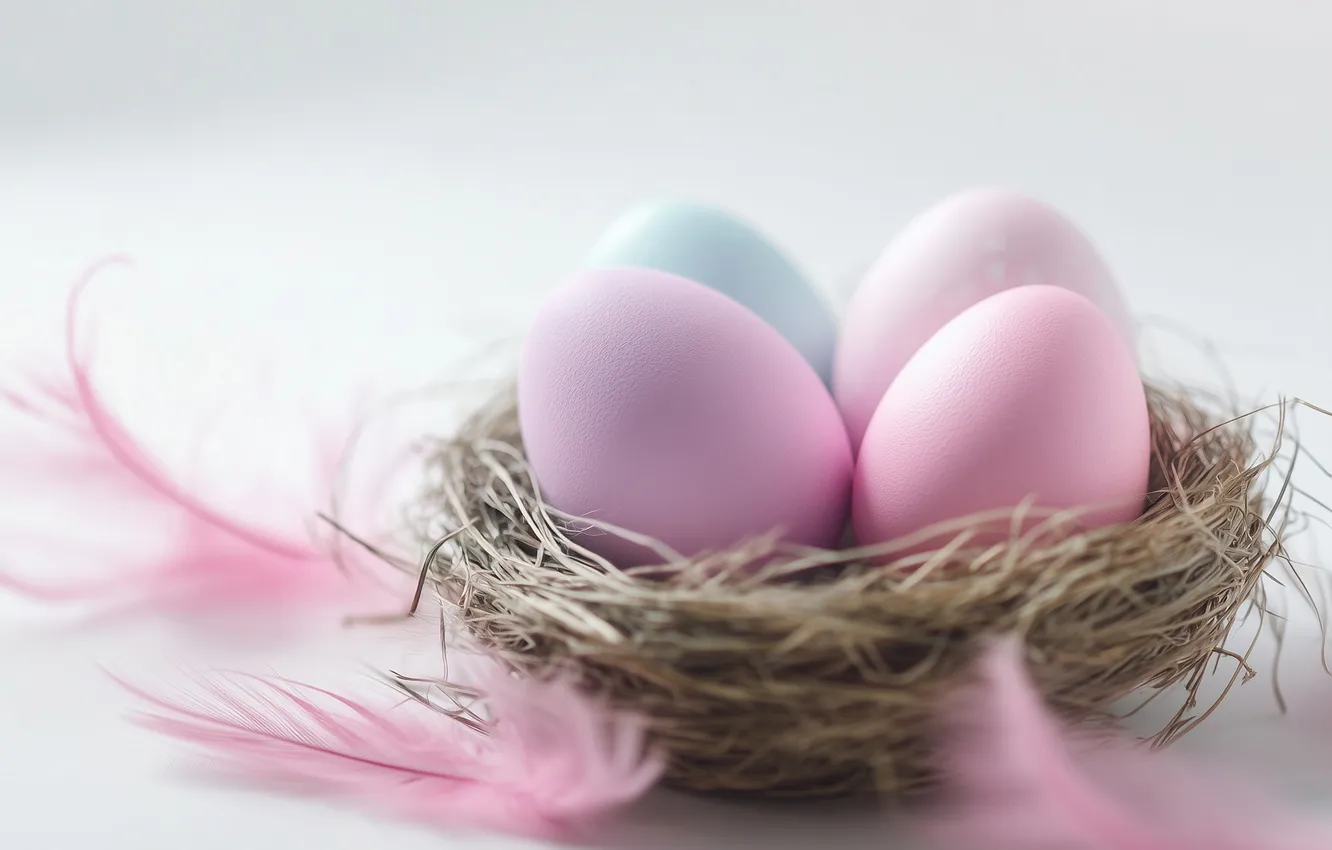 Photo wallpaper holiday, eggs, spring, Easter, socket, pink, light background, eggs