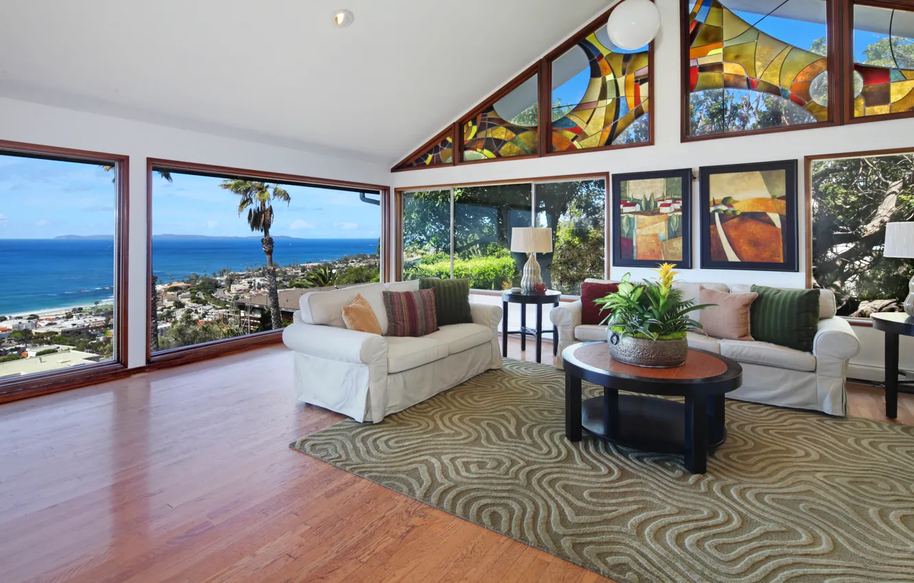 Photo wallpaper design, sofa, carpet, picture, stained glass, design, living room, interior