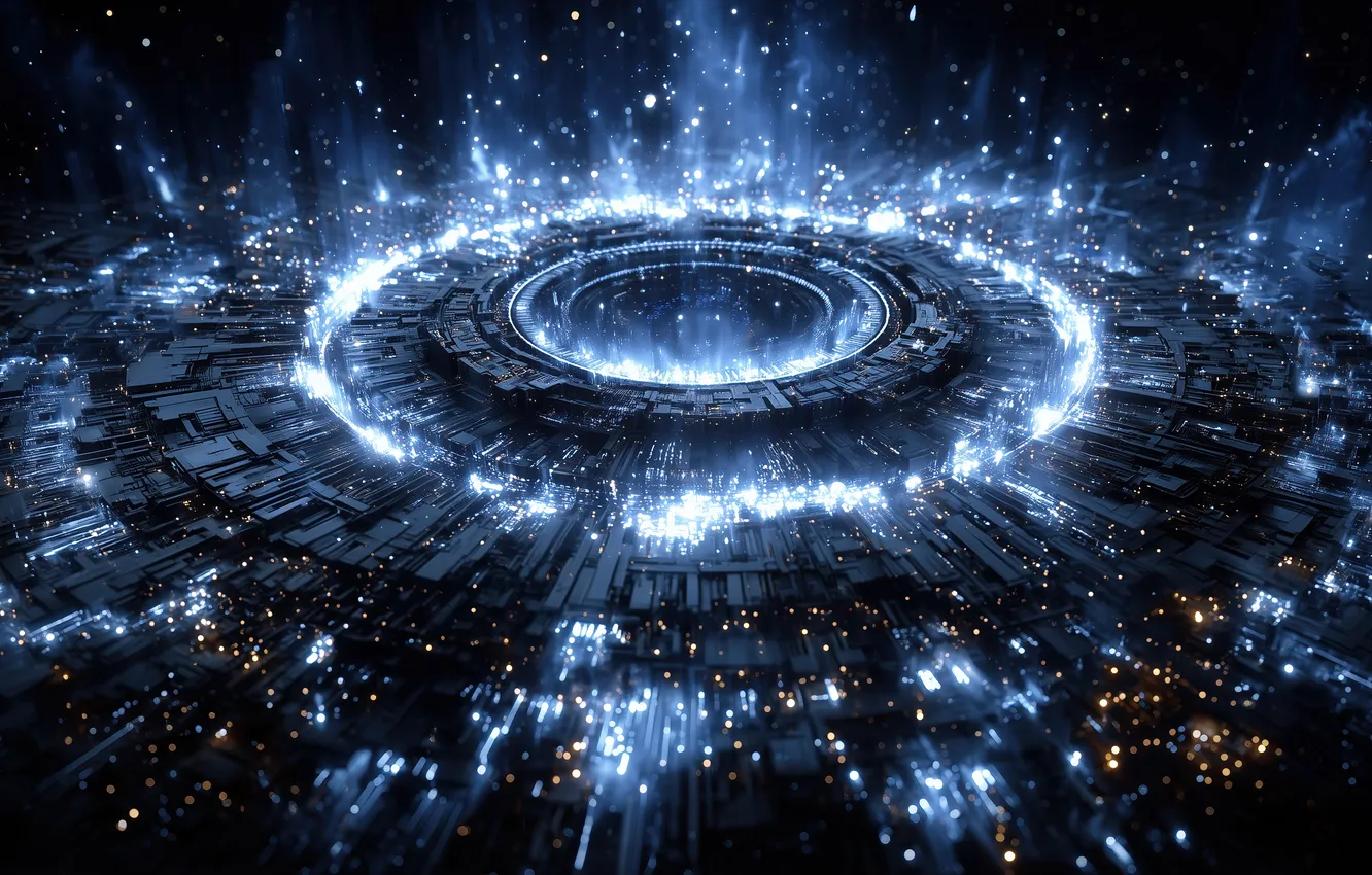 Photo wallpaper abstract, blue, Illustration, circle, glowing