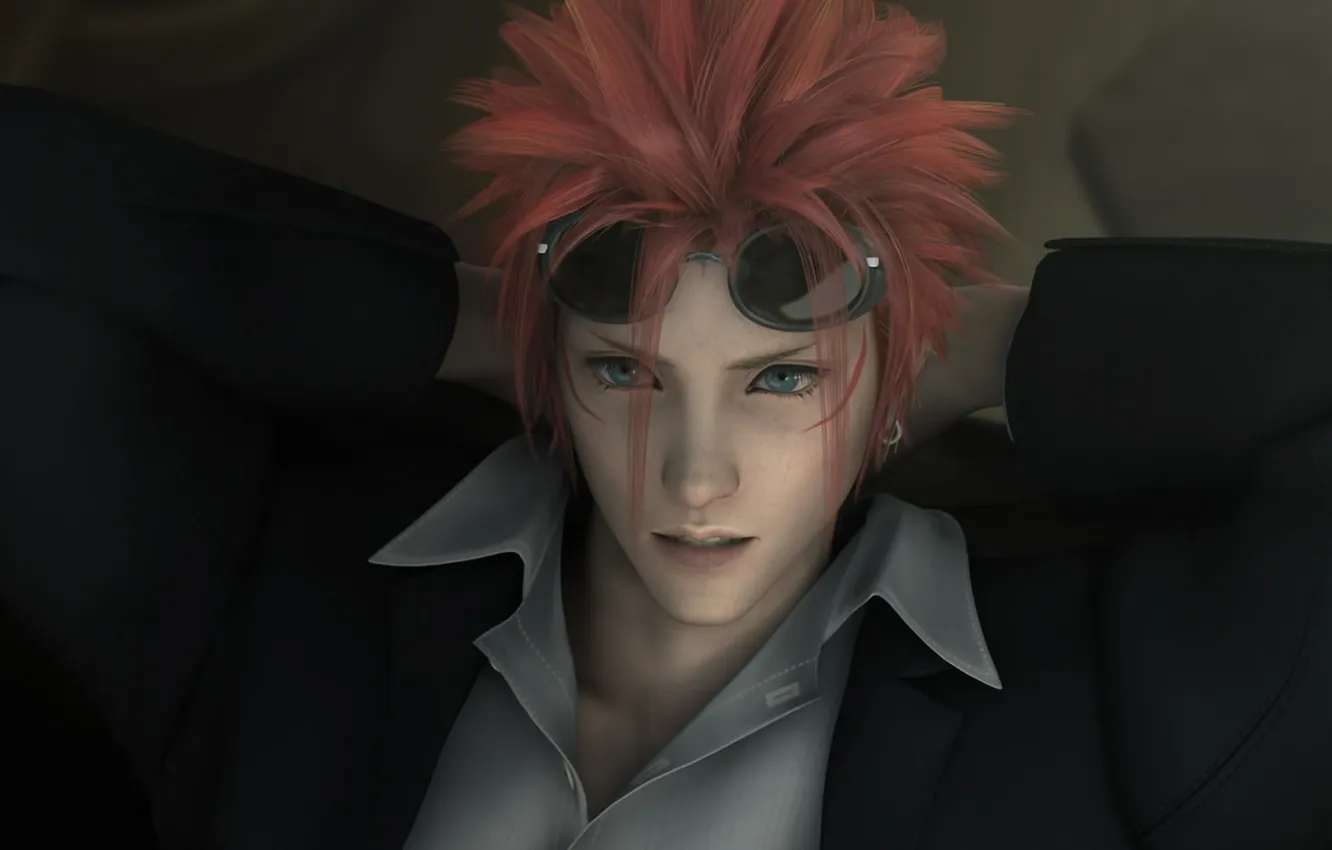 Photo wallpaper anime, glasses, red, guy, Sinclair, earrings, Reno, finalka