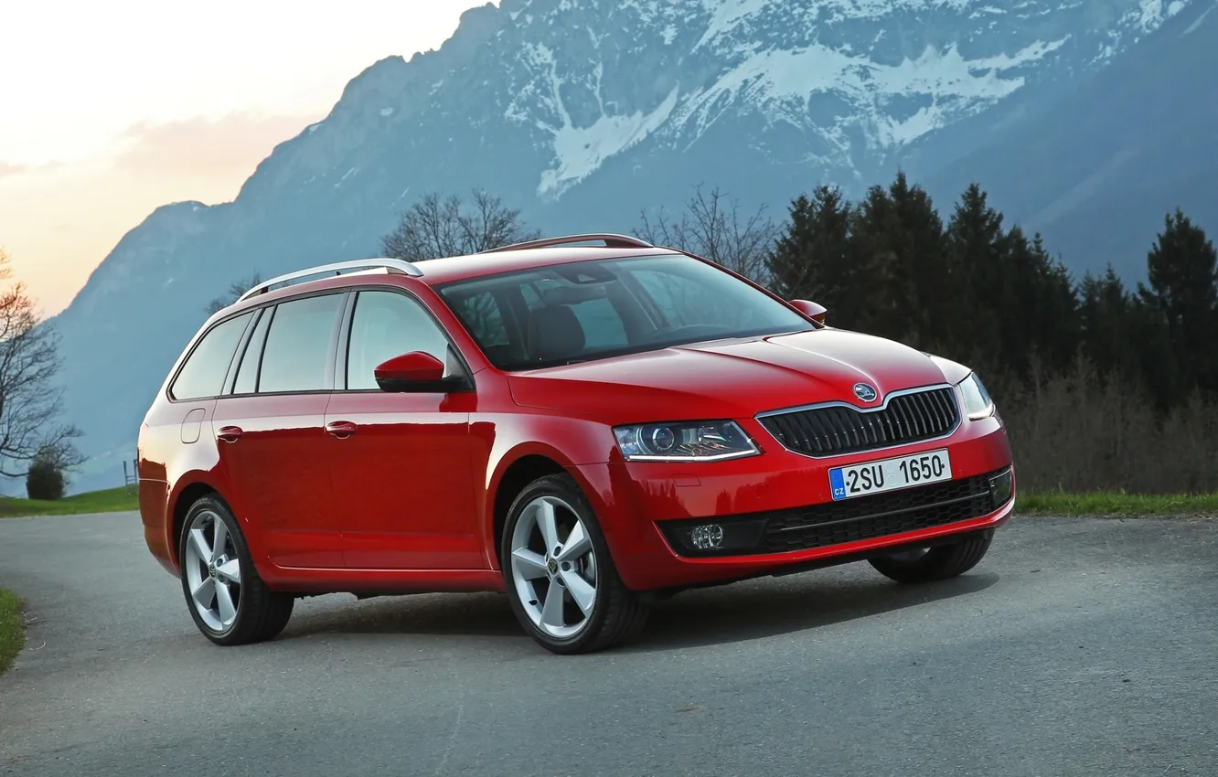 Photo wallpaper mountains, the front, Skoda, Skoda, Combi, Octavia