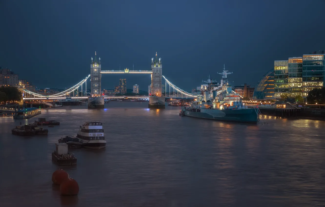 Photo wallpaper Tower Bridge, London, Blue Hour