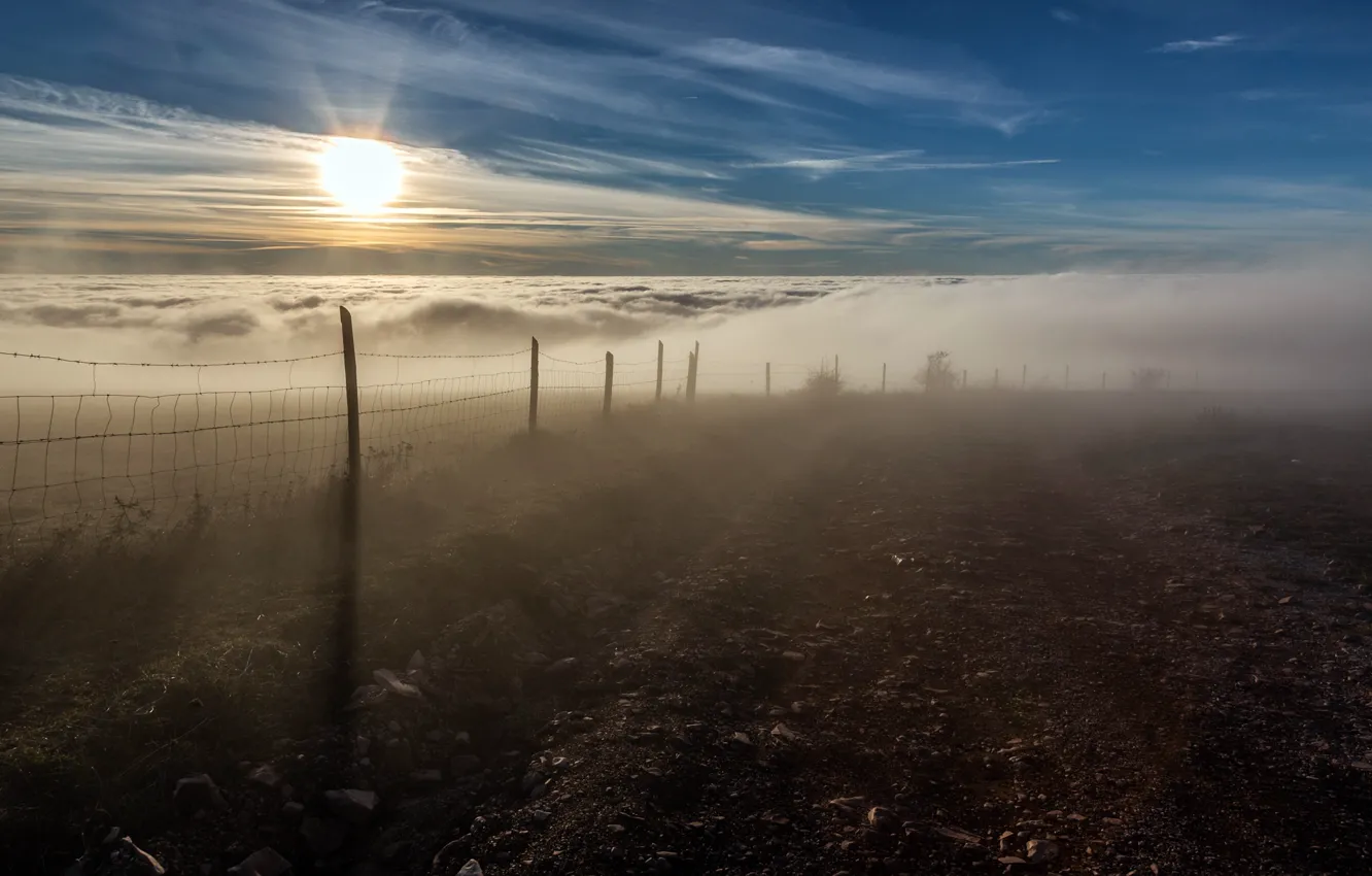 Photo wallpaper the sky, mountains, nature, fog