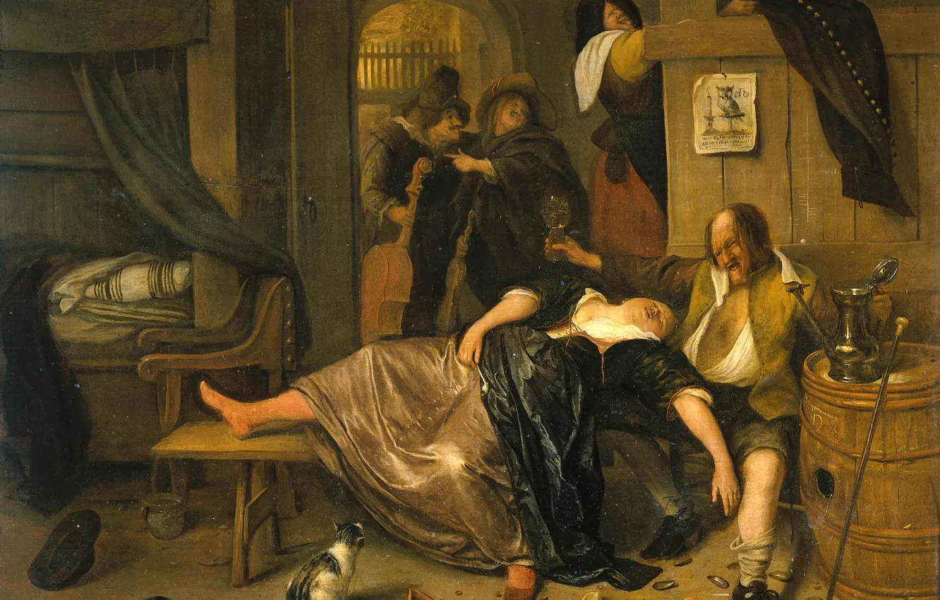 Photo wallpaper trees, oil, picture, genre, Ian Havickszoon Walls, Drunk Couple