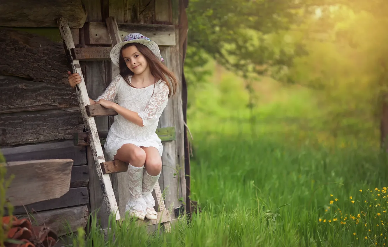 Photo wallpaper girl, hat, Veselina Alexandrova, In the country