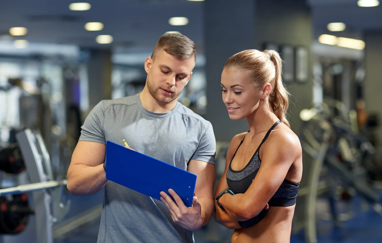 Photo wallpaper fitness, gym, coach, training, Results, routine, planning, healthy life