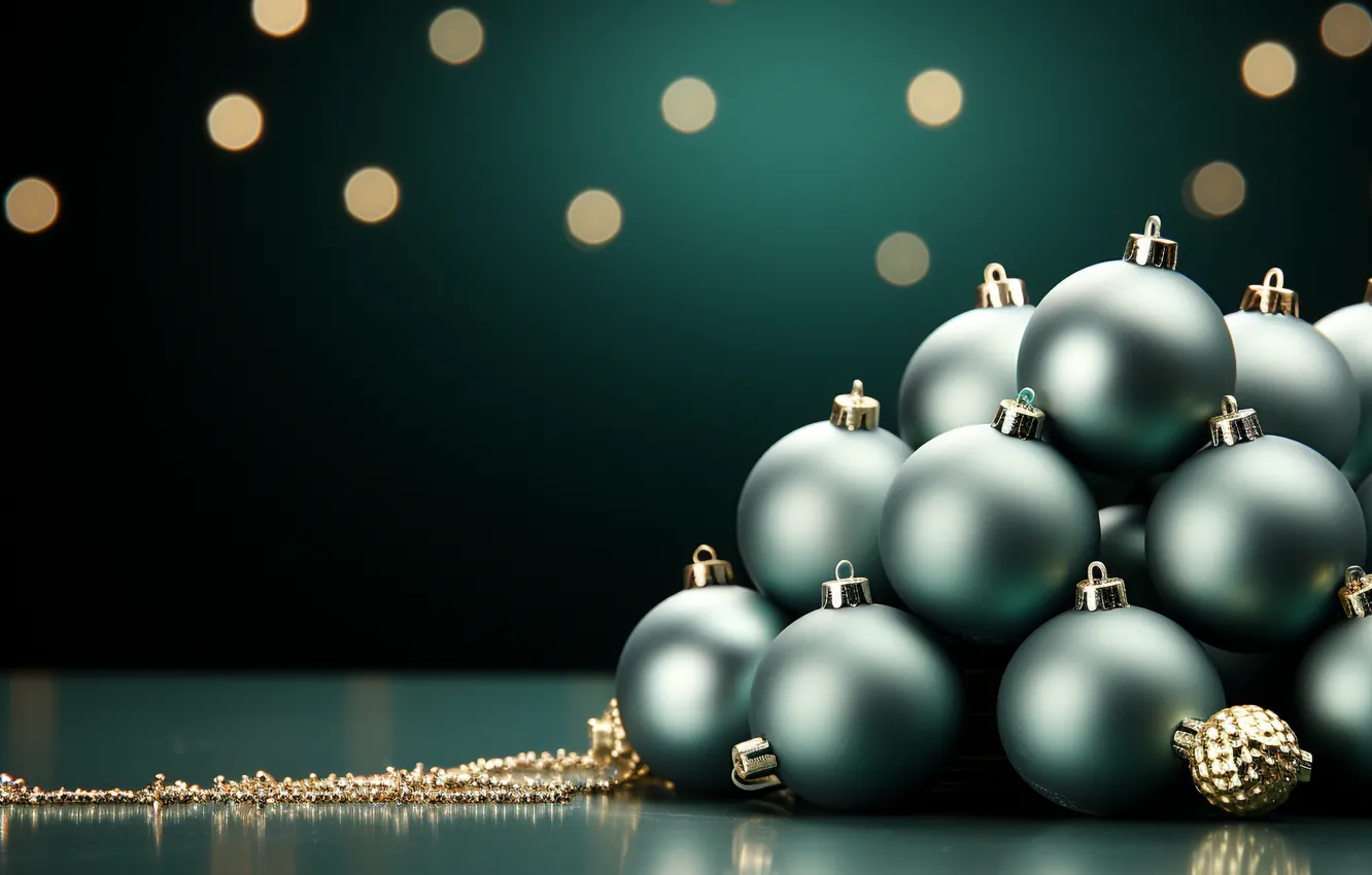 Photo wallpaper balls, new year, Christmas, Christmas, balls, blue, bokeh, New Year