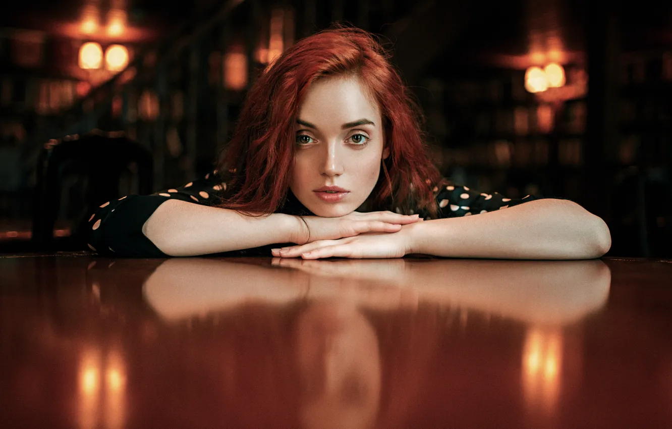 Photo wallpaper Girl, Look, Light, Hair, Portrait, Beautiful, Red, Anastasia Rojf
