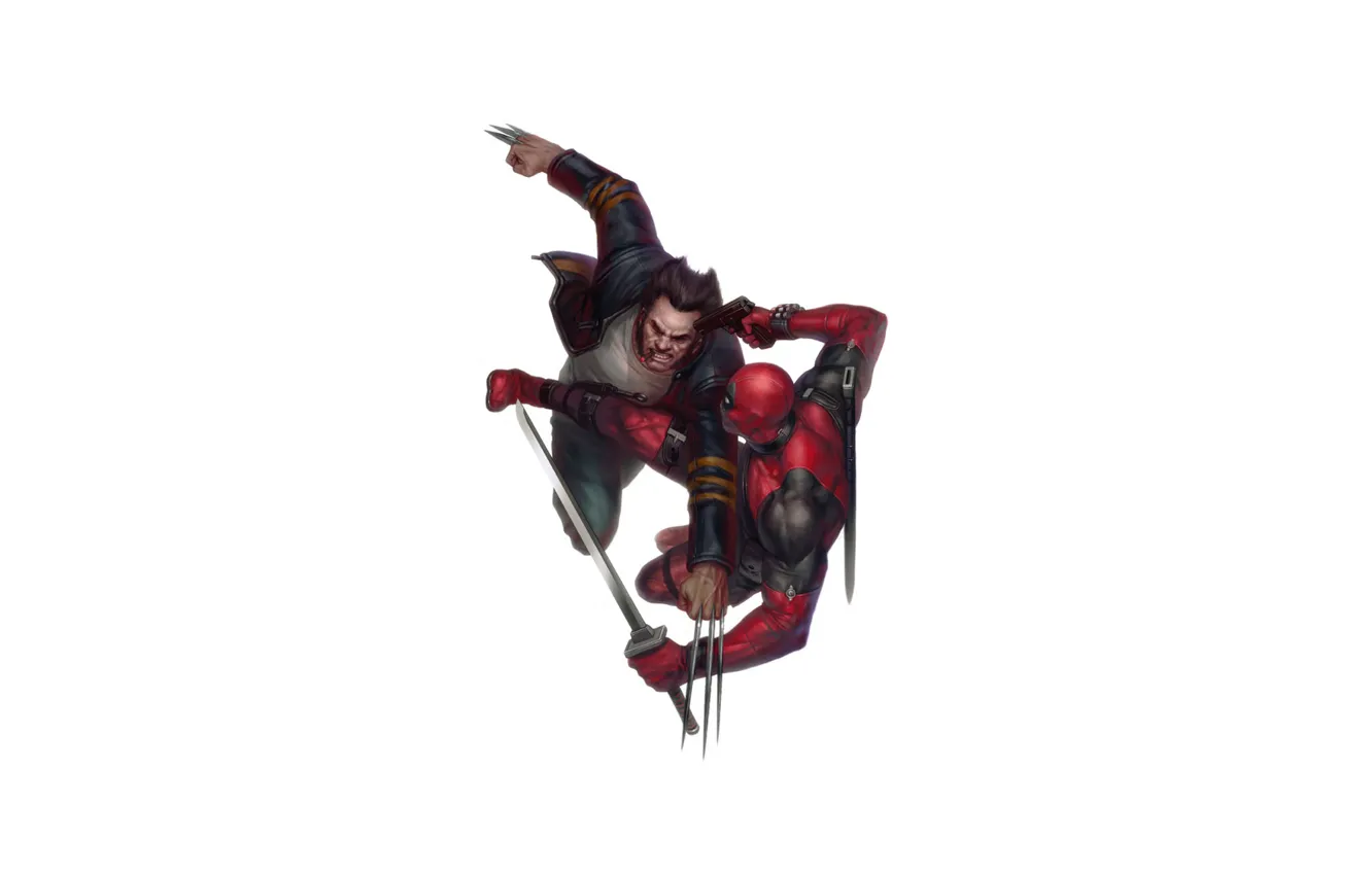Photo wallpaper Art, Wolverine, Style, Deadpool, Background, Comics, MARVEL, Minimalism