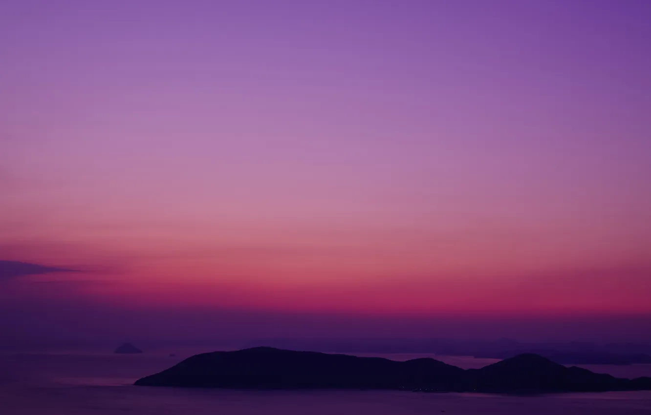 Photo wallpaper sea, the sky, clouds, island, the evening, glow