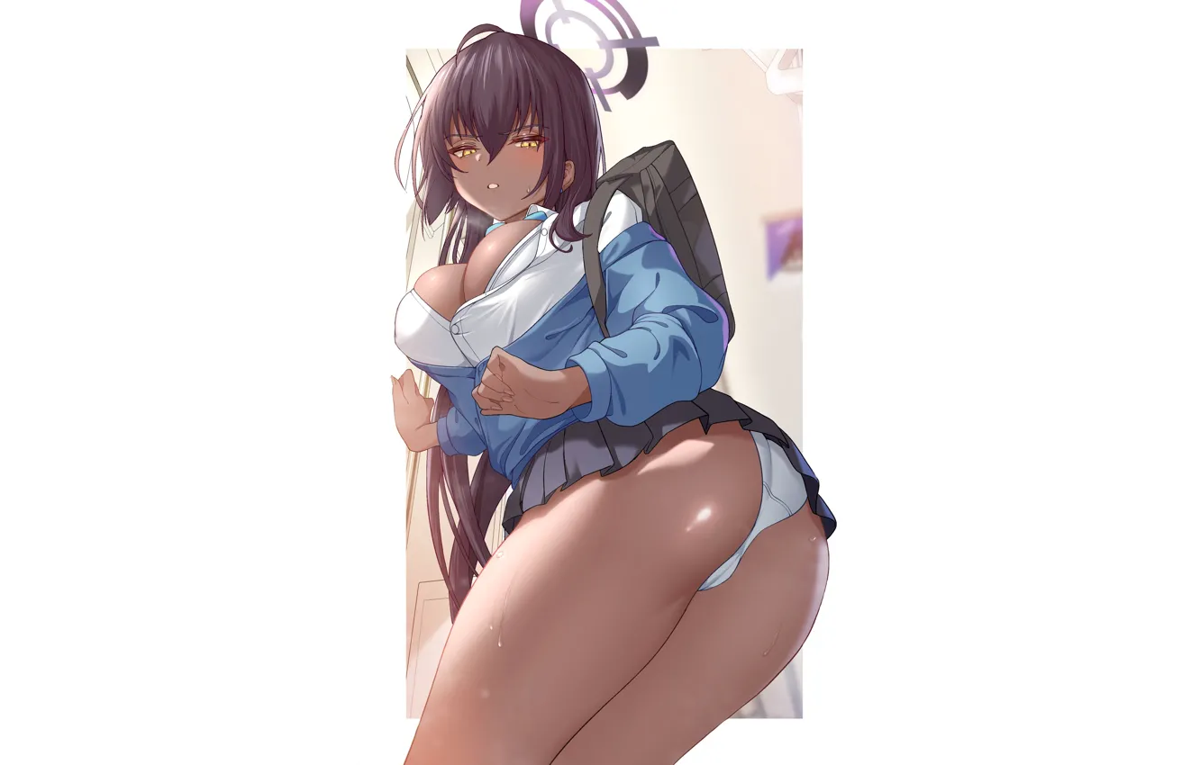 Photo wallpaper girl, ass, pantsu, school uniform, panties, anime, pretty, butt