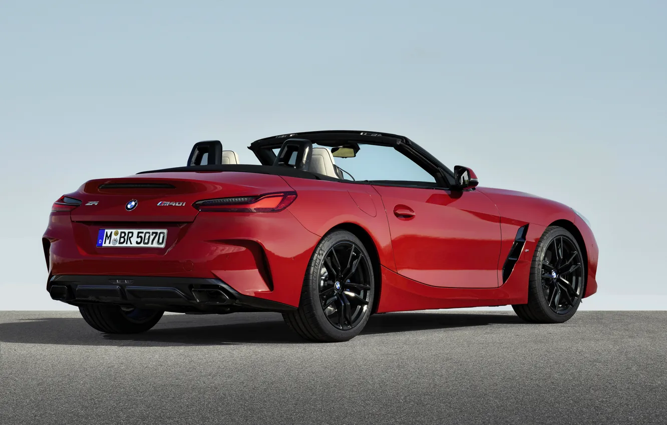 Photo wallpaper red, BMW, Roadster, rear view, BMW Z4, First Edition, M40i, Z4