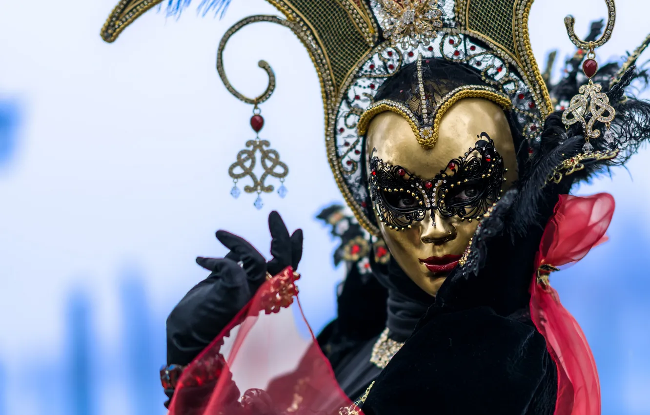 Photo wallpaper girl, decoration, style, mask, Italy, costume, Venice, outfit