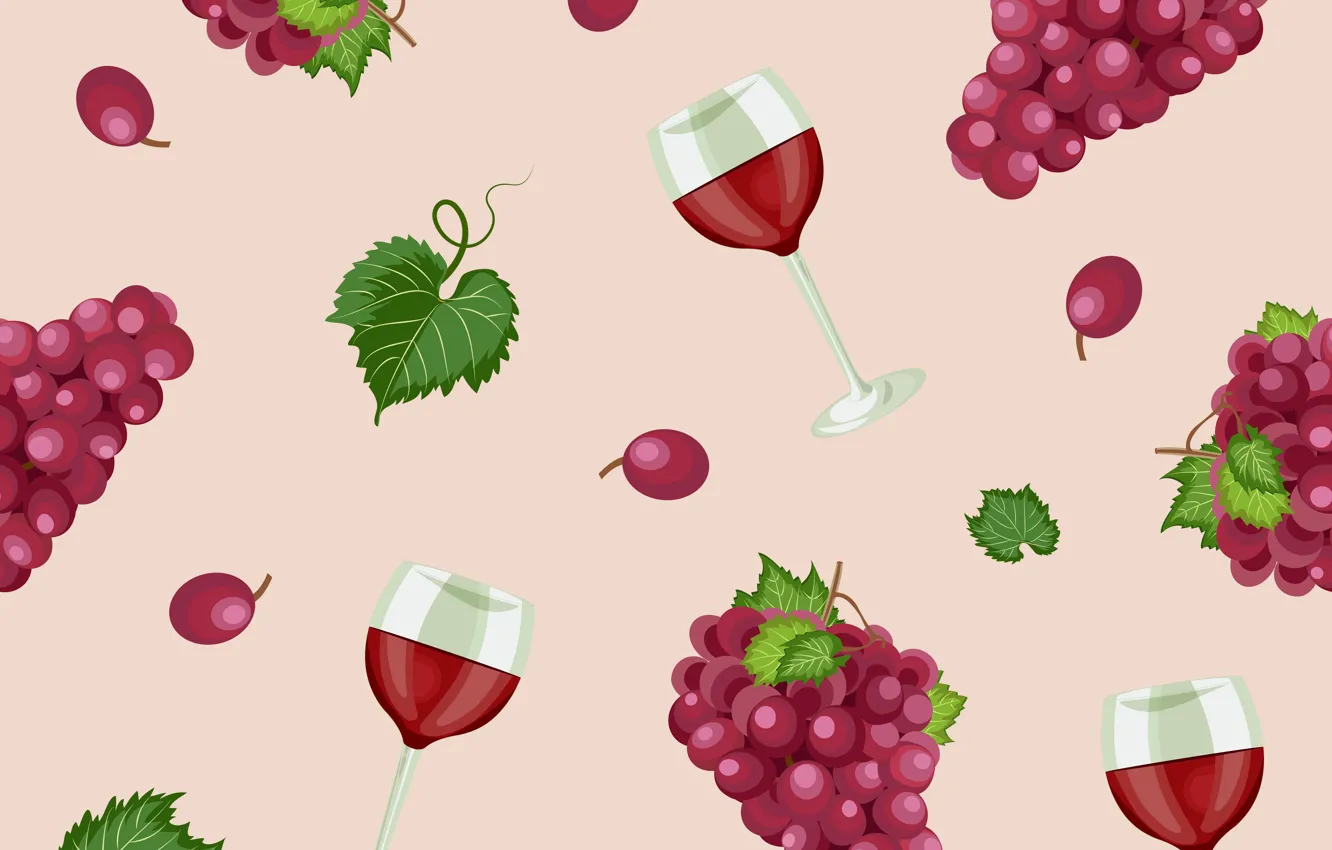 Photo wallpaper background, glasses, grapes, seamless