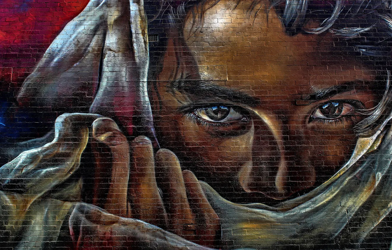 Photo wallpaper look, wall, paint, graffiti, graffiti