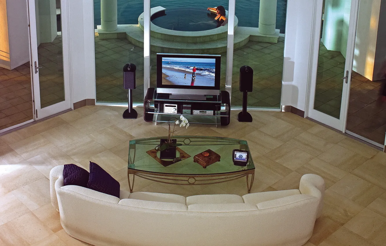 Photo wallpaper design, house, style, Villa, interior, pool, living space