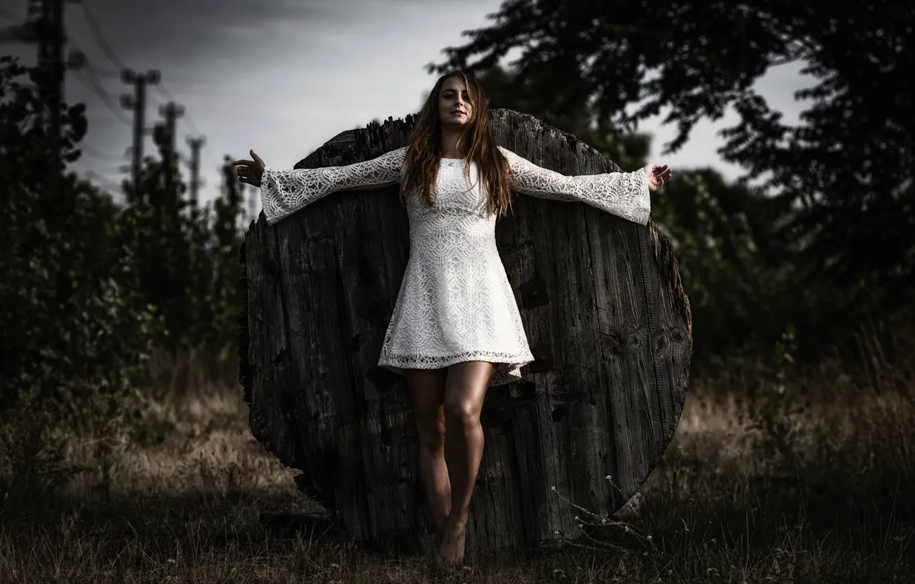 Photo wallpaper girl, dress, photographer, legs, Jesus Christ Pose, Matthaeus Anton Schmid, Nina Kummer
