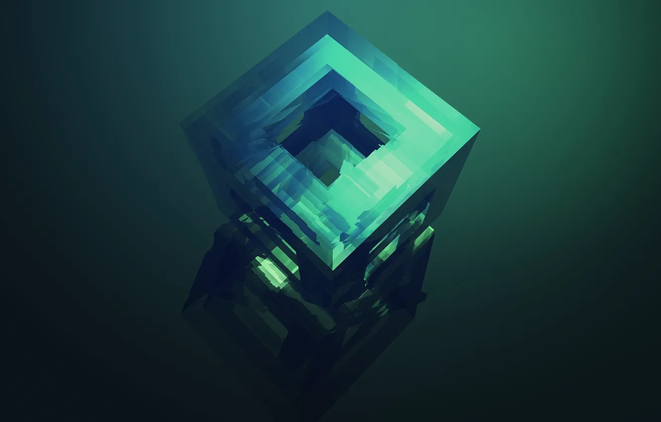 Photo wallpaper cube, cube, square, azure, blue-gray, blue-gray-green