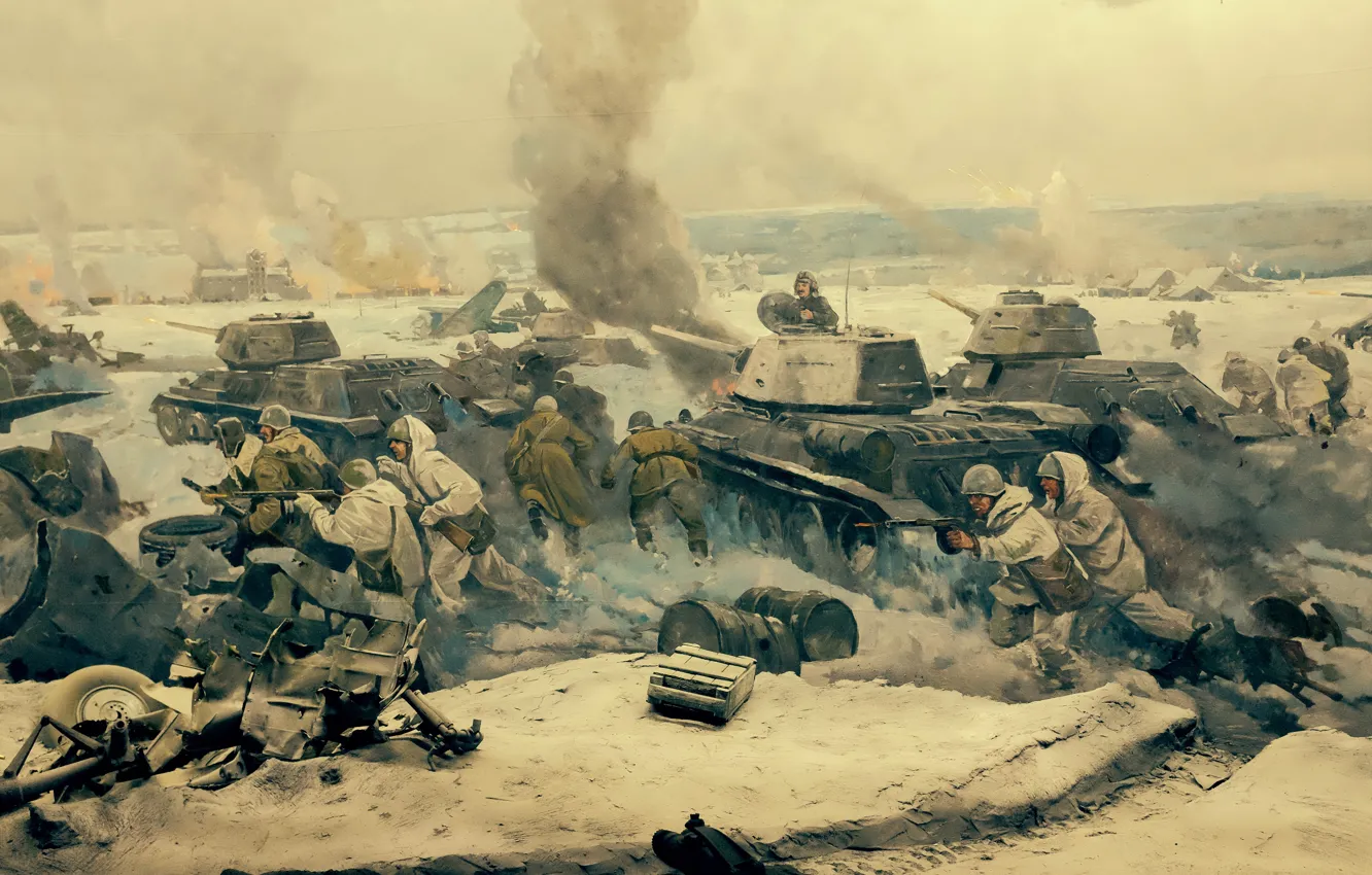 Photo wallpaper Museum, Panorama, fragment, the hero-city of Volgograd, "Battle of Stalingrad"