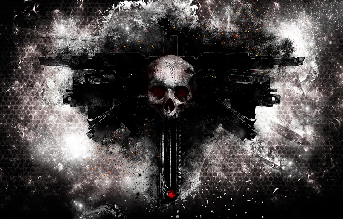 Photo wallpaper skull, Warhammer 40000, Weapons, bolters, Aquilla