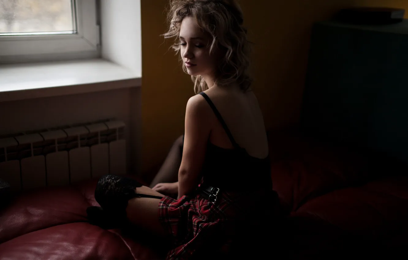 Photo wallpaper stockings, legs, skirt, Andrey Frolov