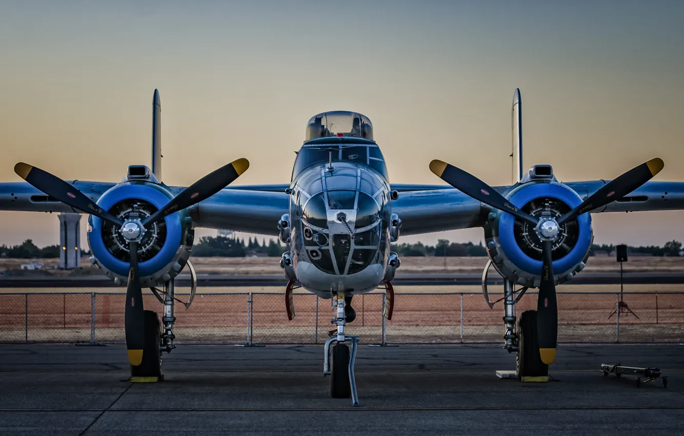Photo wallpaper bomber, the airfield, B-25 Mitchell