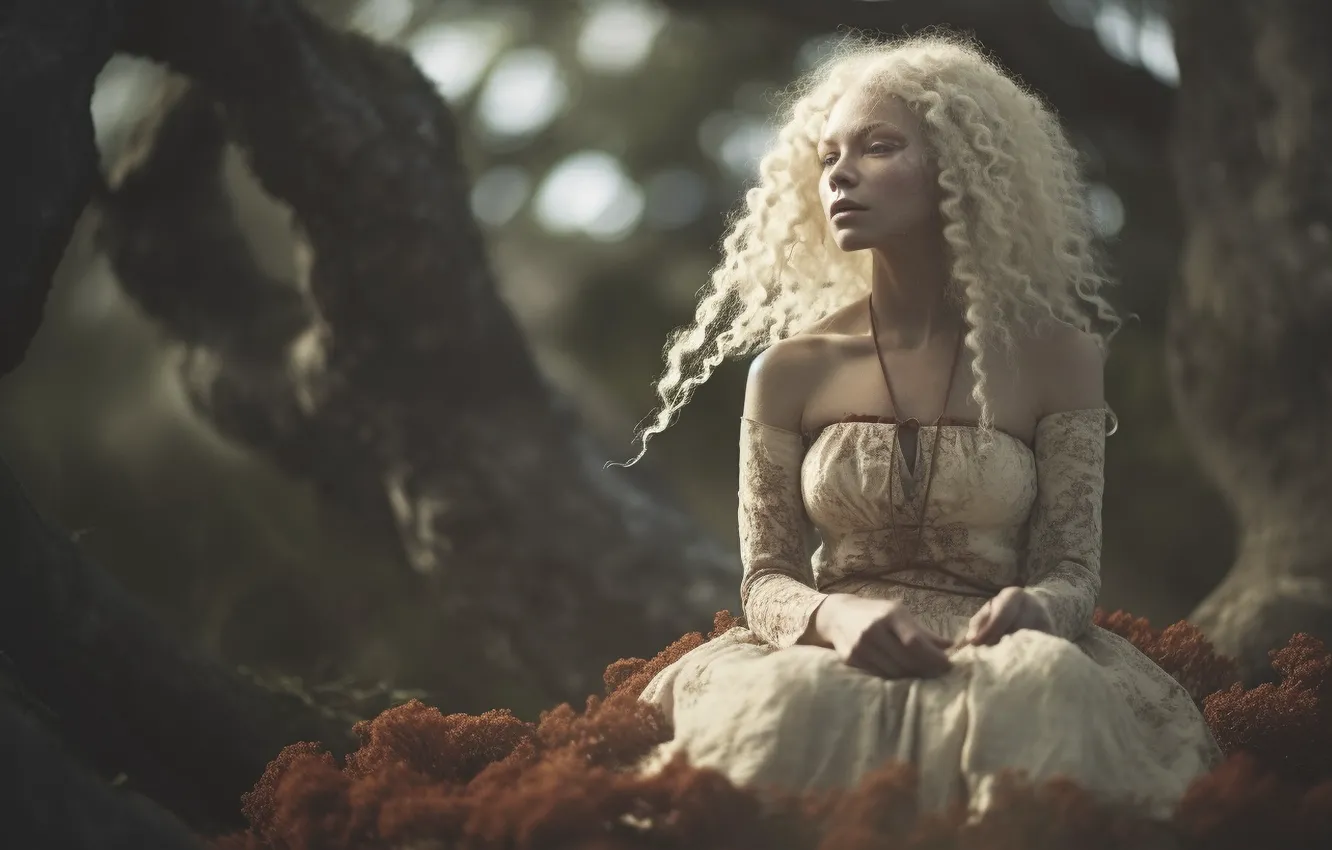 Photo wallpaper girl, nature, AI art, neural network