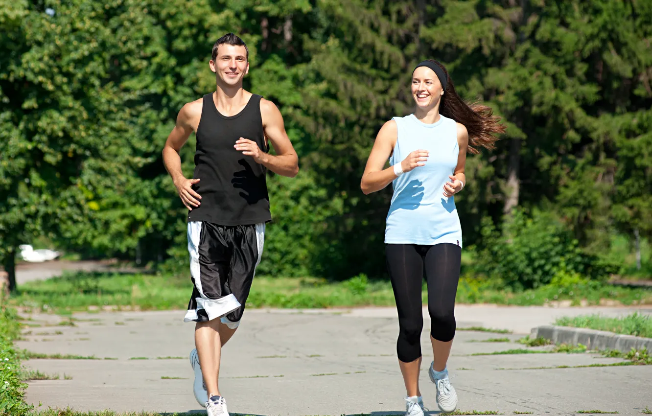 Photo wallpaper mood, sport, woman, running, male, health, couple, running