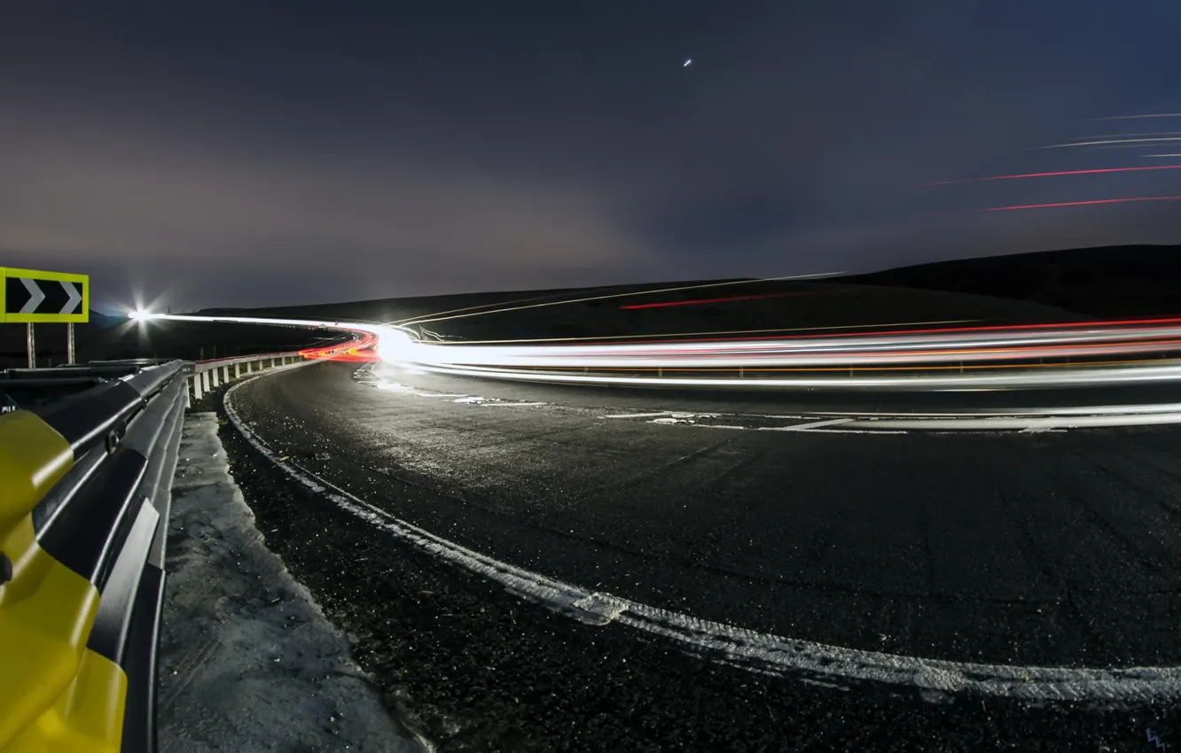 Photo wallpaper road, night, lights