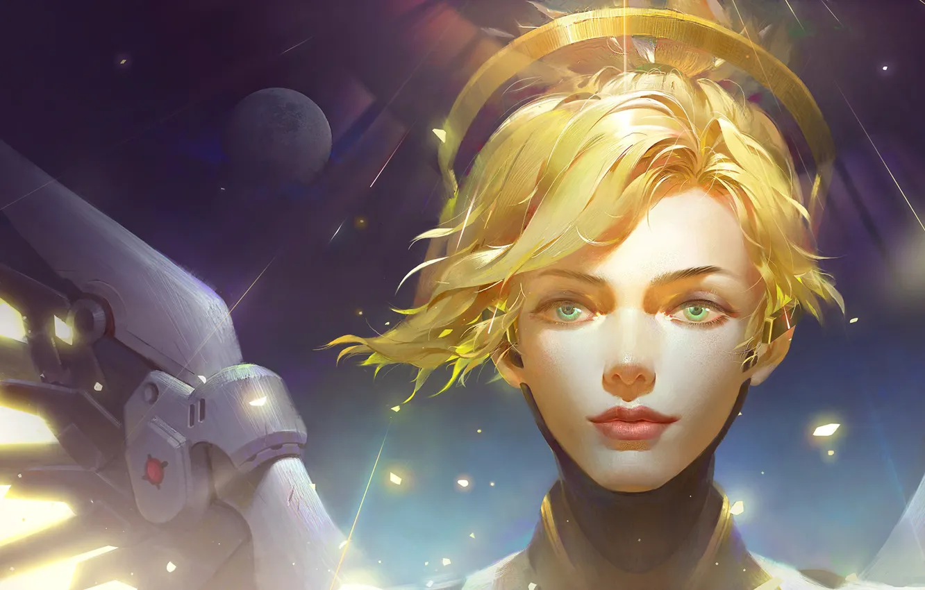 Photo wallpaper girl, Overwatch, Mercy