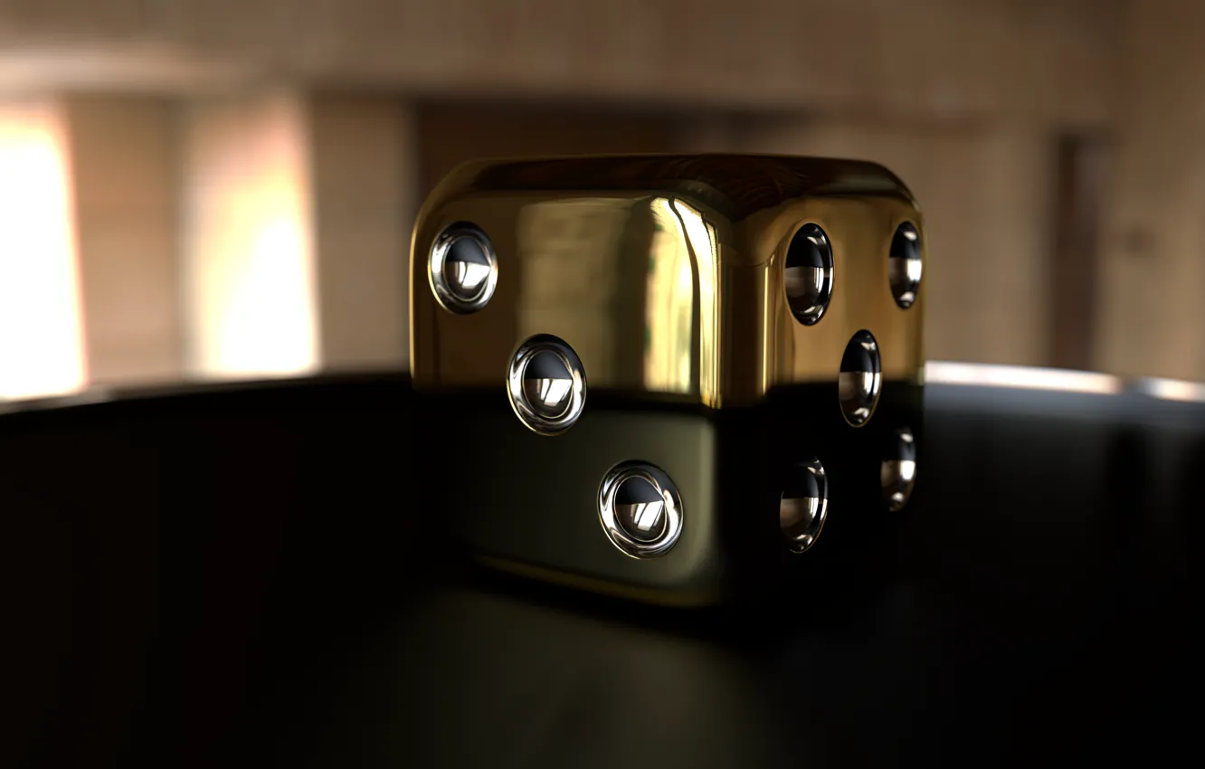 Photo wallpaper abstract, render, 3D image, HeadWitcher, The Cube Gold