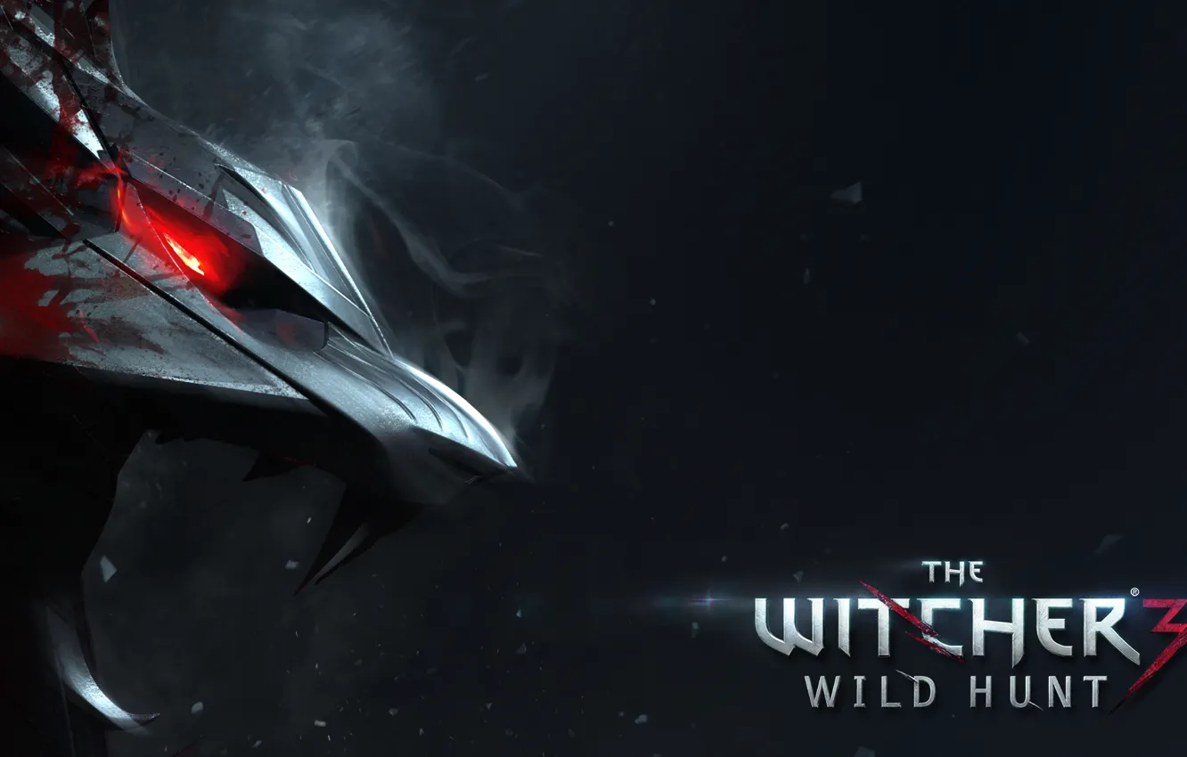 Photo wallpaper the inscription, anger, blood, fangs, Wolf, red eyes, black background, The Witcher 3: Wild Hunt