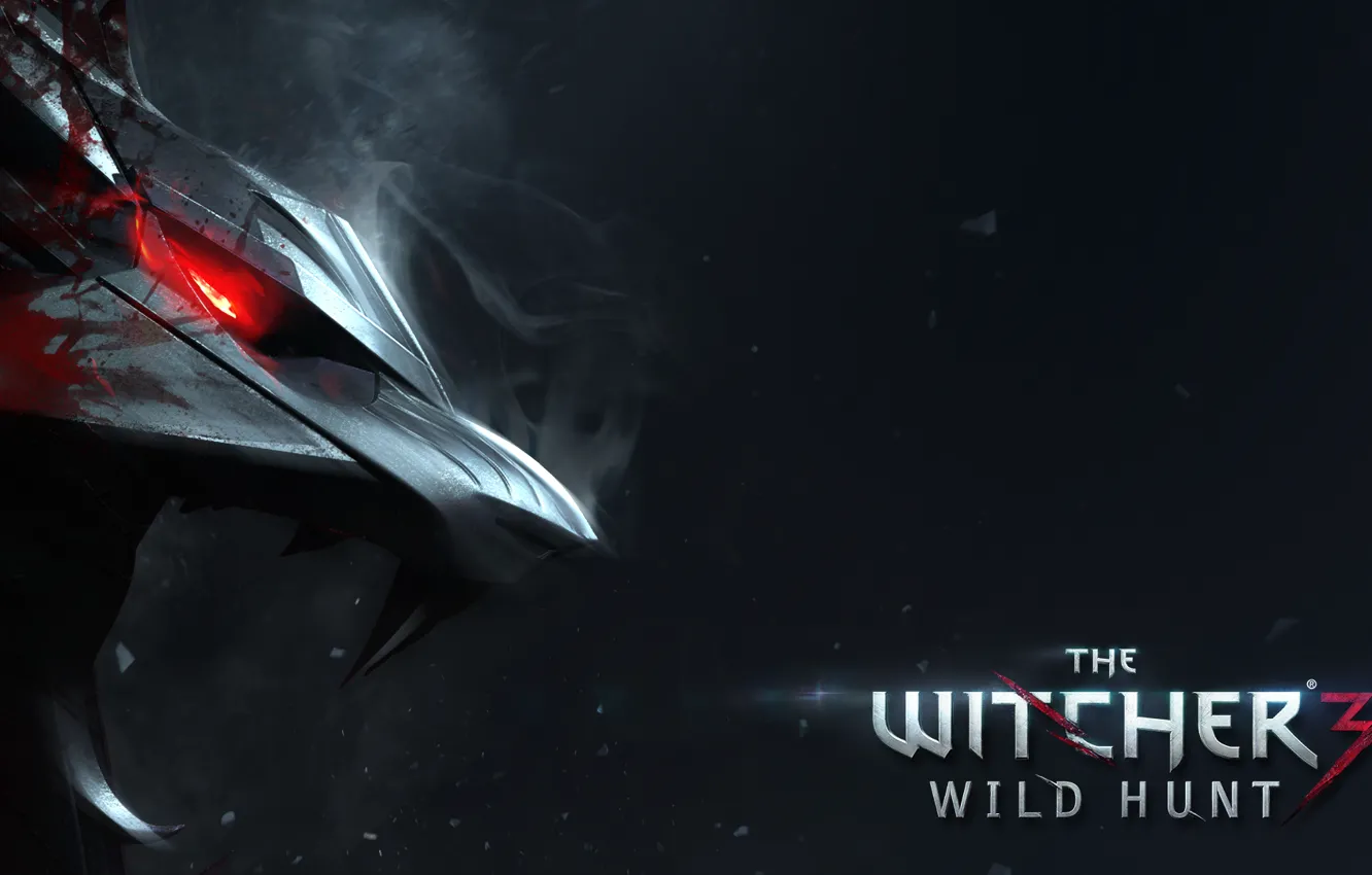 Photo wallpaper the inscription, anger, blood, wolf, fangs, red eyes, black background, The Witcher 3: Wild Hunt