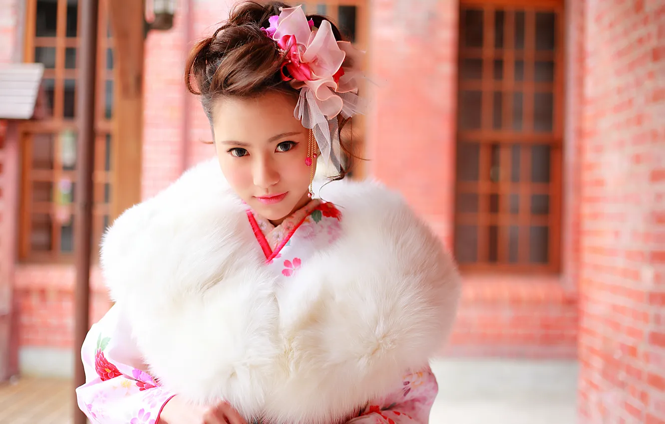 Photo wallpaper look, face, style, fur, decoration, Asian