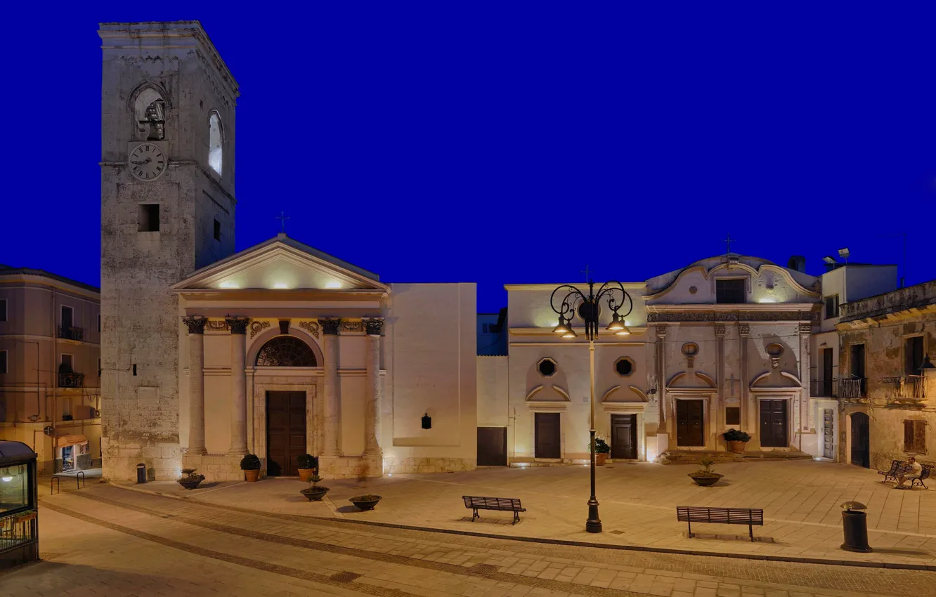 Photo wallpaper night, lights, home, Italy, Cagliari, Sardinia