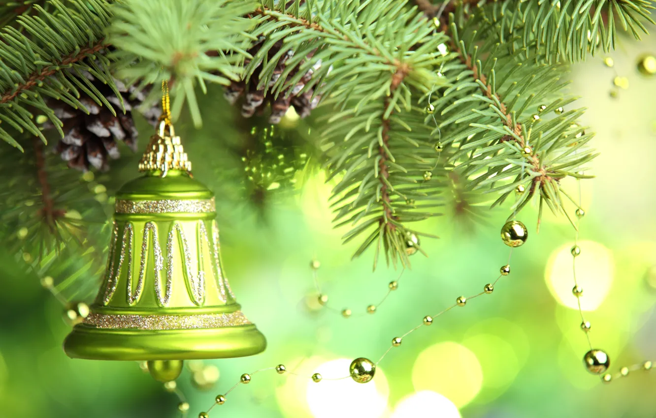 Photo wallpaper decoration, tree, new year, New Year, merry christmas, Bell, decoration, Merry Christmas