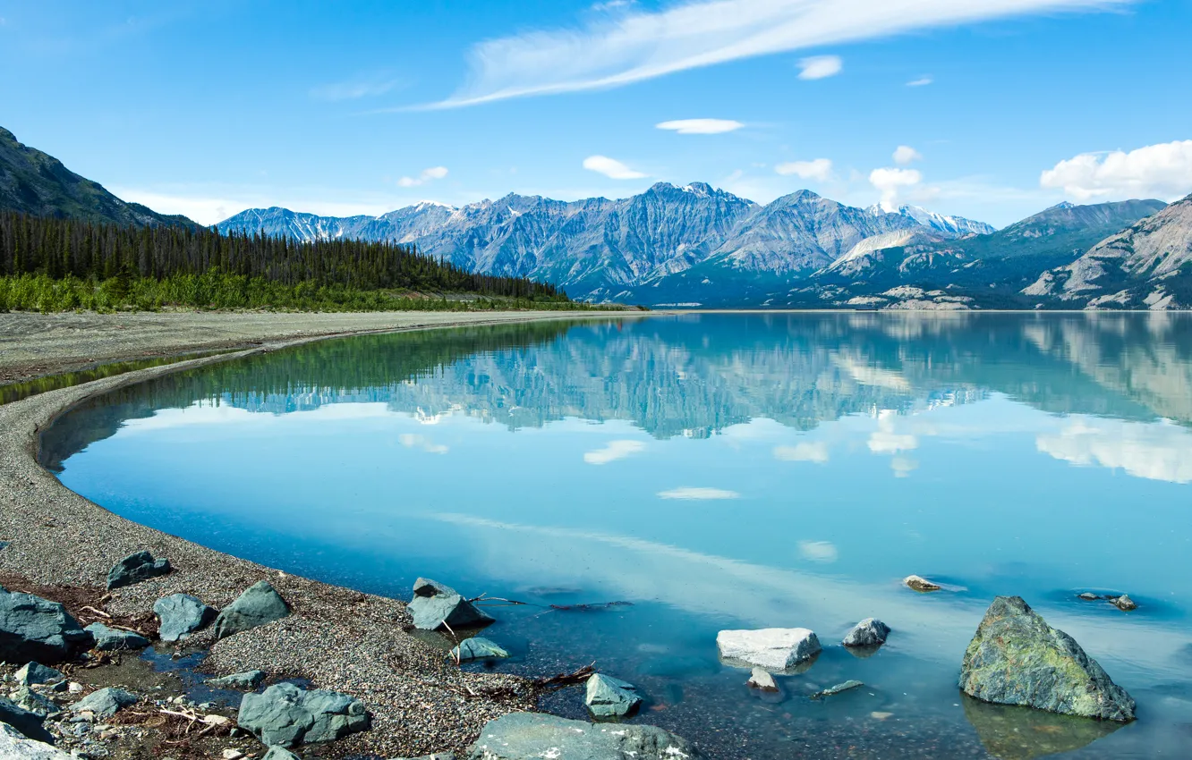 Photo wallpaper mountains, nature, lake, Canada, Yukon