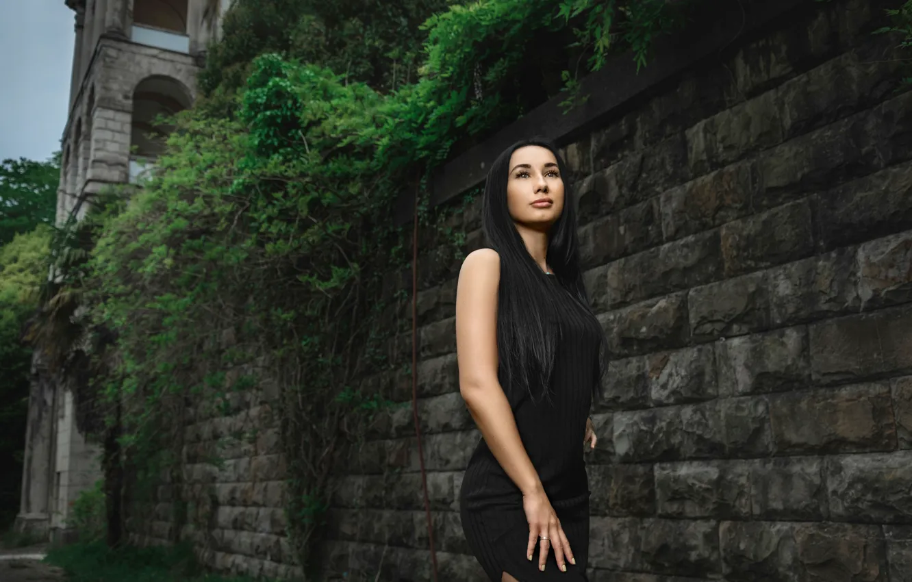 Photo wallpaper girl, face, pose, photo, black, model, makeup, figure