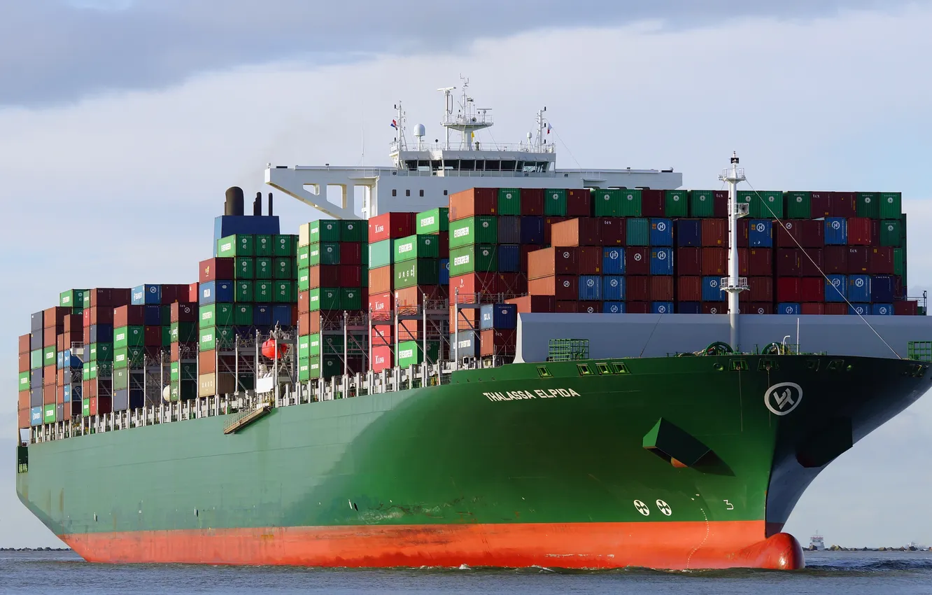 Photo wallpaper sea, the ship, a container ship, THALASSA ELPIDA