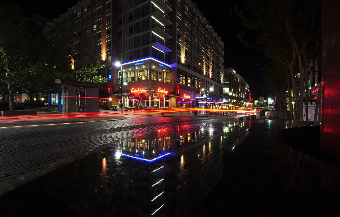 Photo wallpaper night, USA, night, Maryland, Maryland, National Harbor