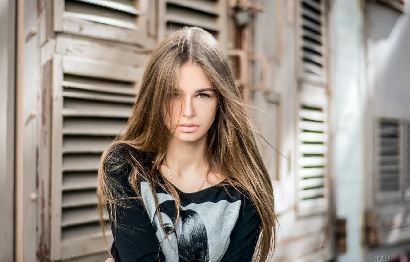 Photo wallpaper look, girl, face, sweetheart, hair