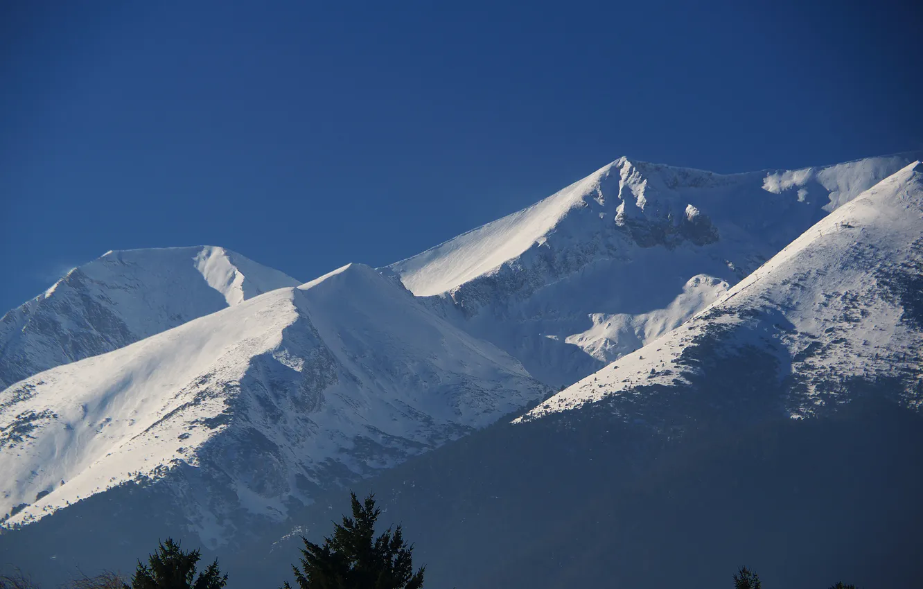 Photo wallpaper snow, mountains, tops