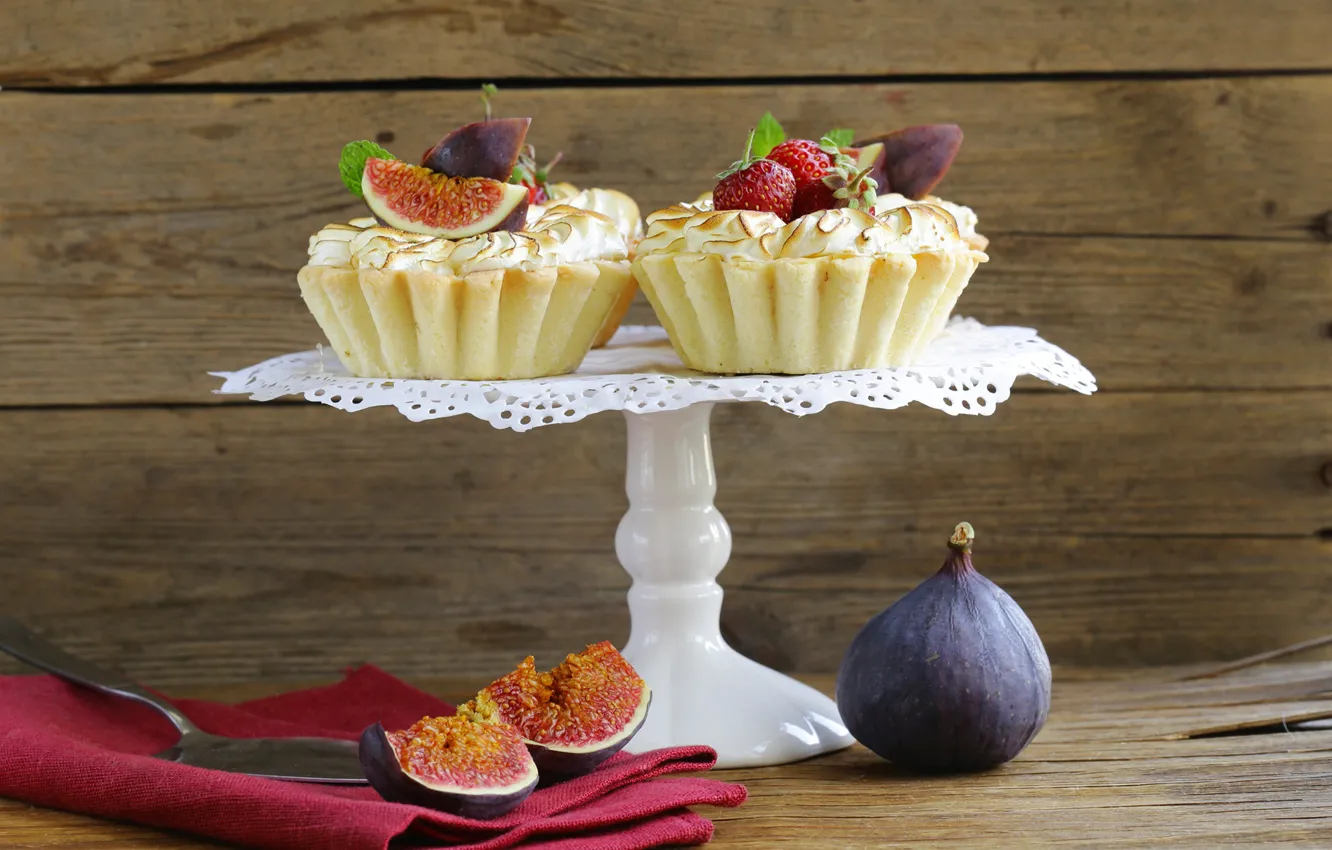 Photo wallpaper strawberry, dessert, cakes, sweet, figs