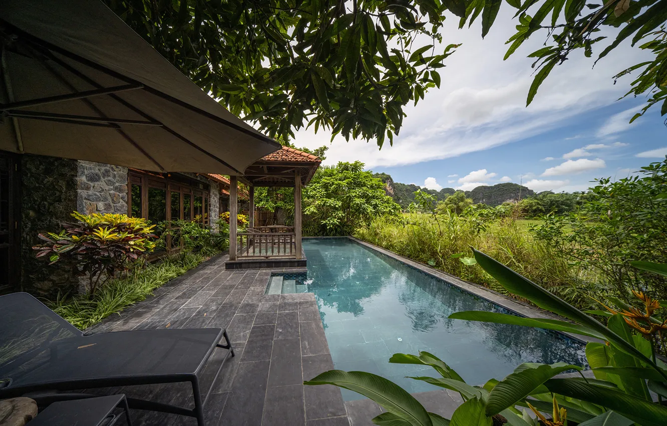 Photo wallpaper landscape, pool, the hotel, Vietnam, Ninh Binh