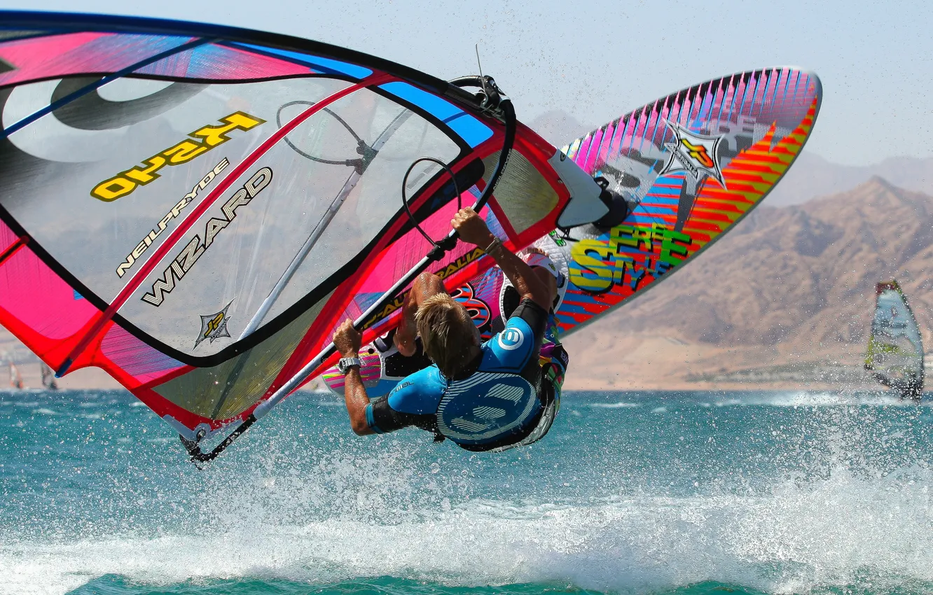 Photo wallpaper squirt, Windsurfing, windsurfing, splashing, Howard Ashton-Jones