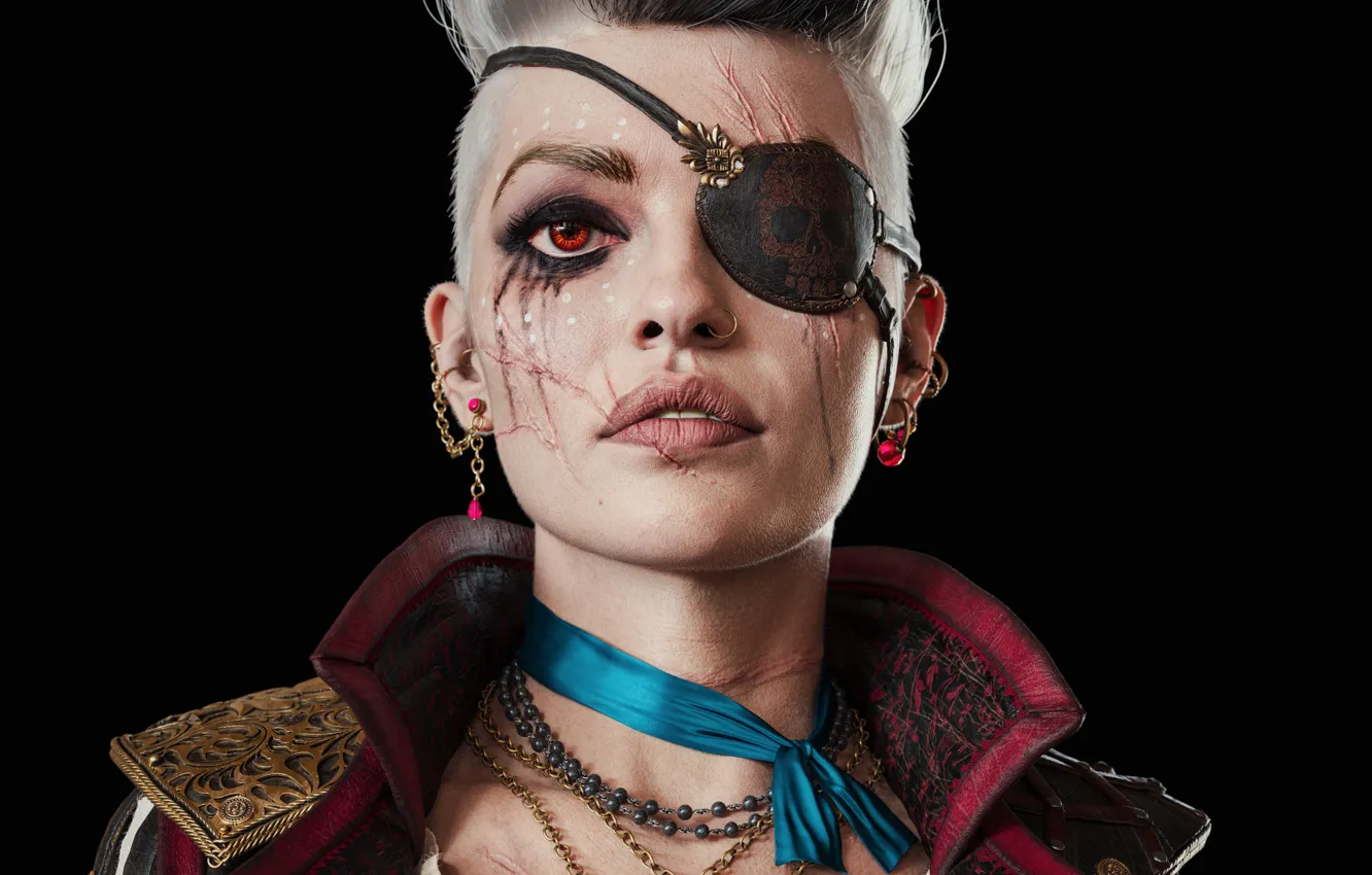 Photo wallpaper Girl, Blonde, Scars, Pirate, Graphics