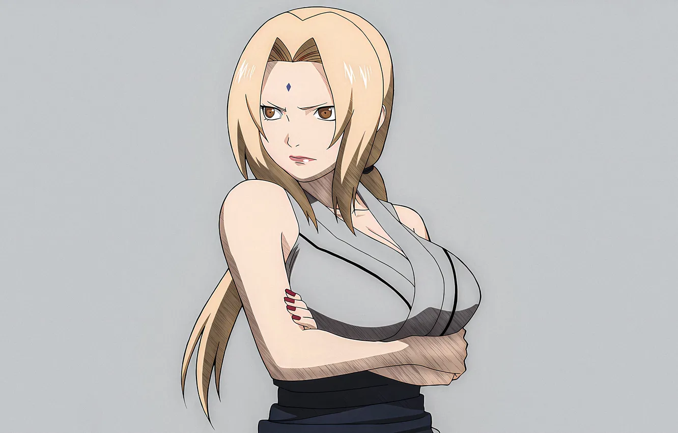 Photo wallpaper chest, girl, anime, grey background, Naruto, Naruto, anime, high quality